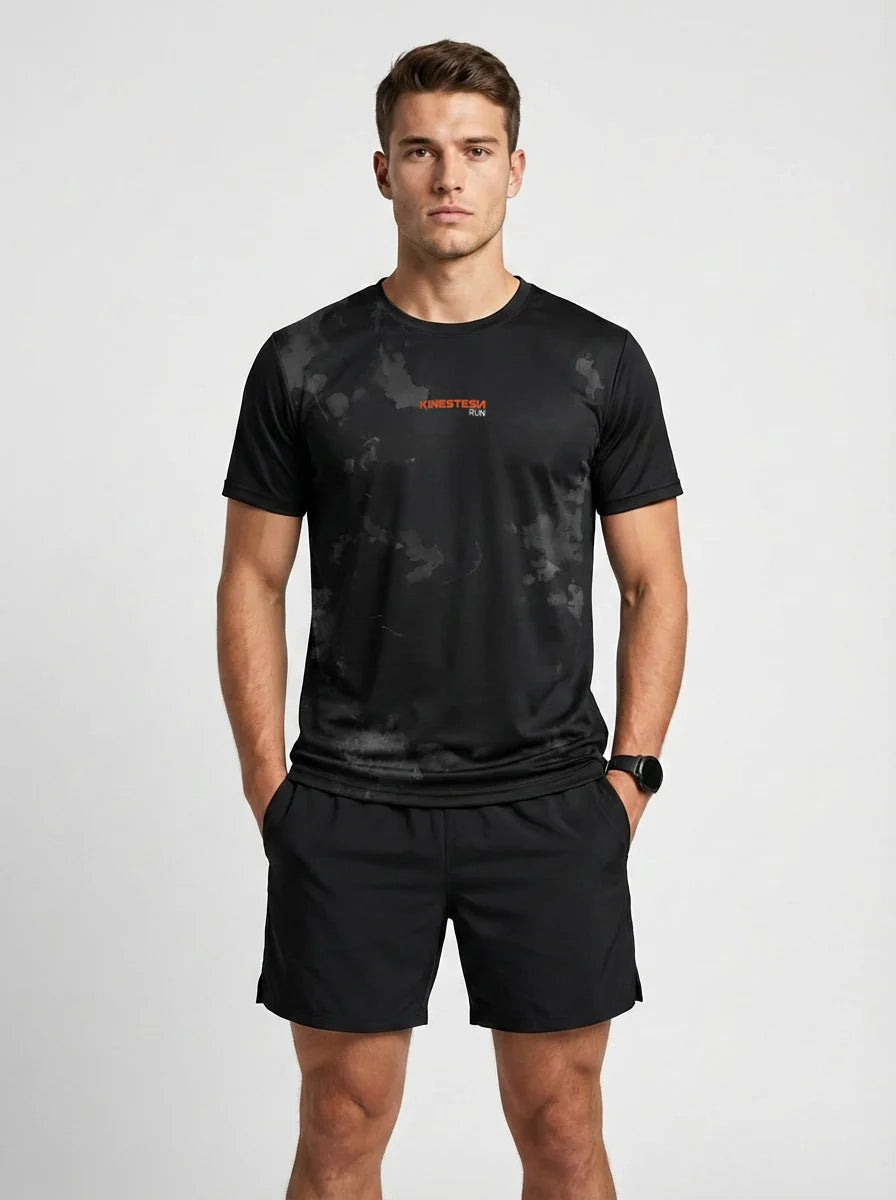 PLAYERA MANGA CORTA KINESTESIA RUN 2.0 · BLACK EDITION HOMBRE Y MUJER
