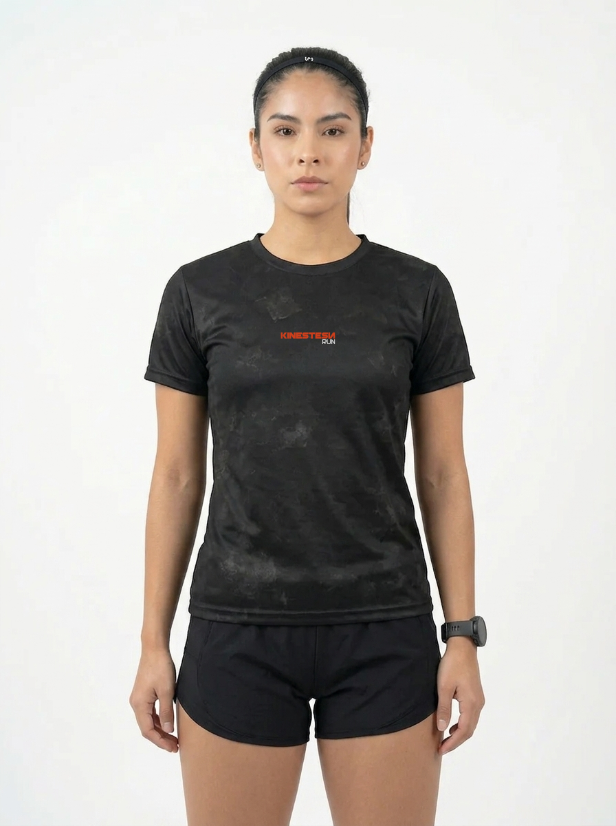 PLAYERA MANGA CORTA KINESTESIA RUN 2.0 · BLACK EDITION HOMBRE Y MUJER
