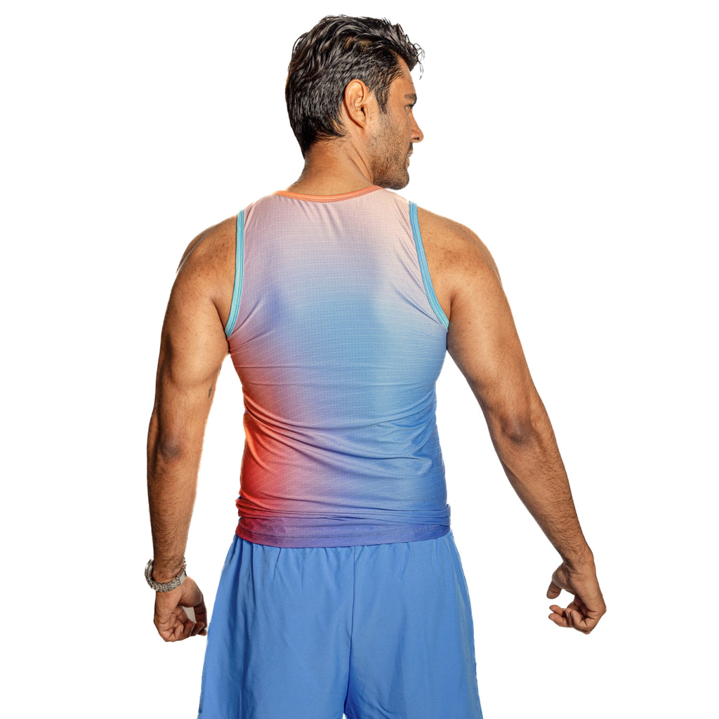 Compra playera deportiva PLAYERA TANK SIN MANGAS ROSA AZUL MIXED  | Kinestesia — Moda deportiva.
