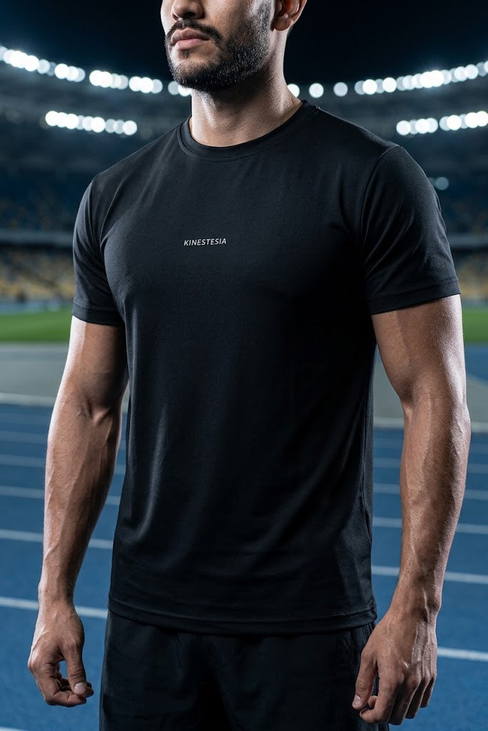 PLAYERA MANGA CORTA NEGRA PARA HOMBRE KINESTESIA