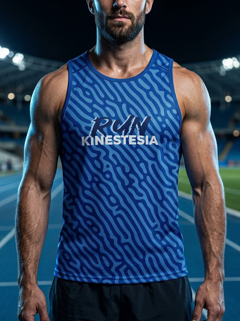 PLAYERA TANK HOMBRE SIN MANGAS AZUL MARINO LINEAS BLANCAS
