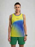 PLAYERA TANK MUJER SIN MANGAS AMARILLO AZUL MIXED DEGRADADO