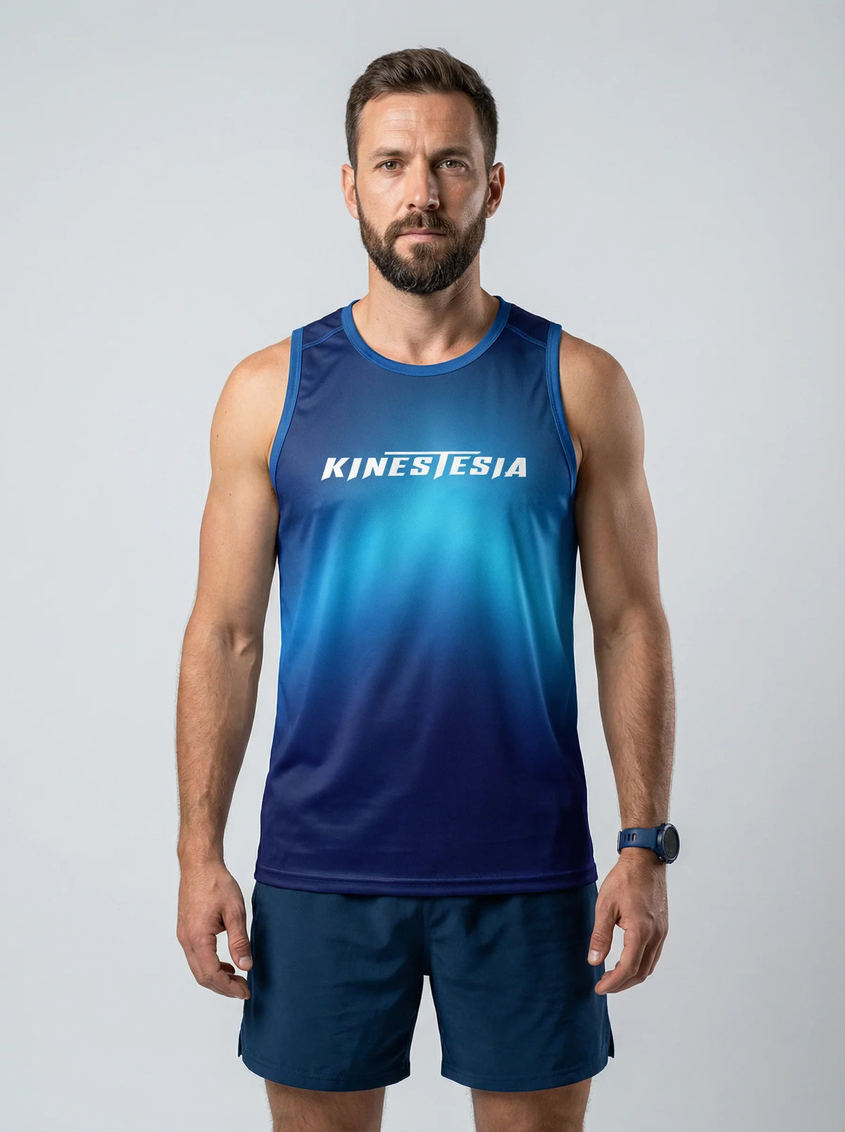 PLAYERA TANK HOMBRE SIN MANGAS AZUL DEGRADADO