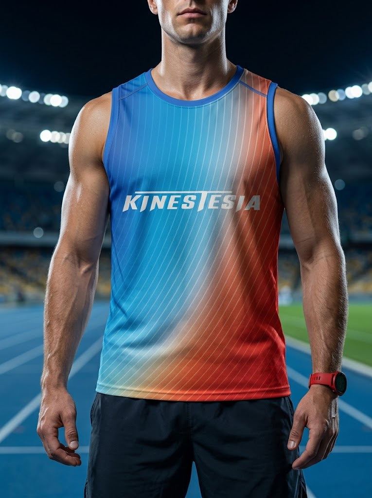 PLAYERA TANK HOMBRE SIN MANGAS NEGRA HUMO AZUL NARANJA