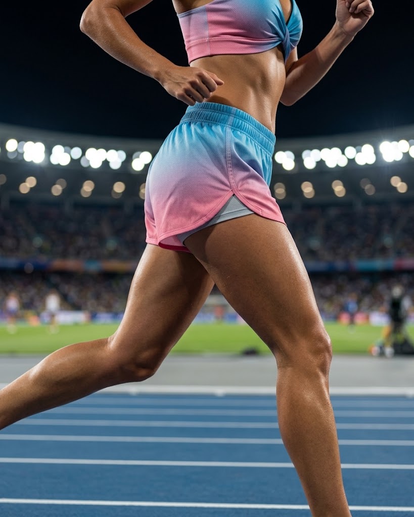 RUNNING SHORT MUJER TURQUESA ROSA DEGRADADO