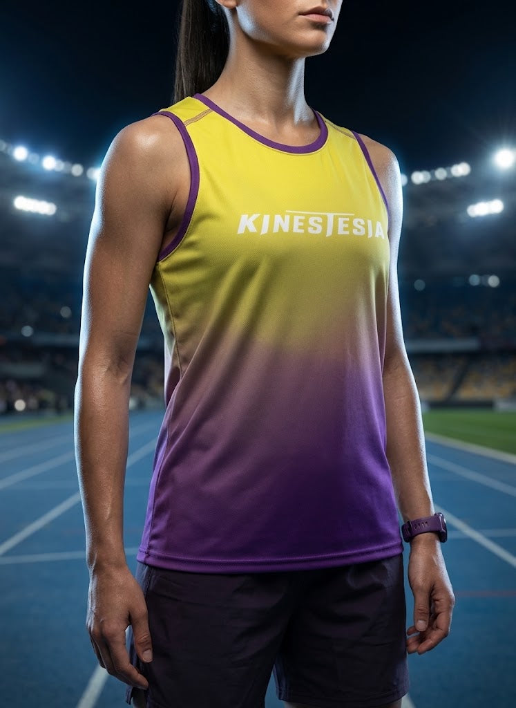 PLAYERA TANK MUJER SIN MANGAS AMARILLO MORADO MIXED DEGRADADO