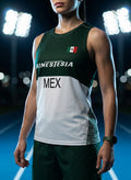 PLAYERA TANK MUJER SIN MANGAS VERDE Y BLANCO MEXICO
