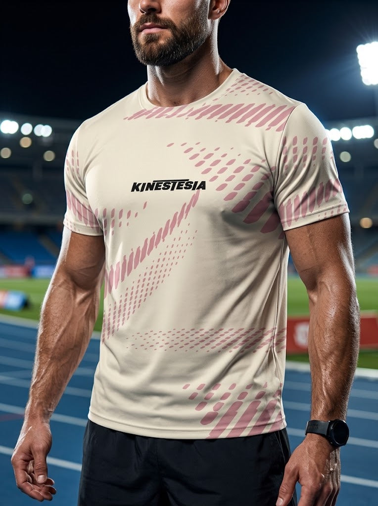PLAYERA MANGA CORTA KINESTESIA BEIGE DETALLES ROSAS HOMBRE