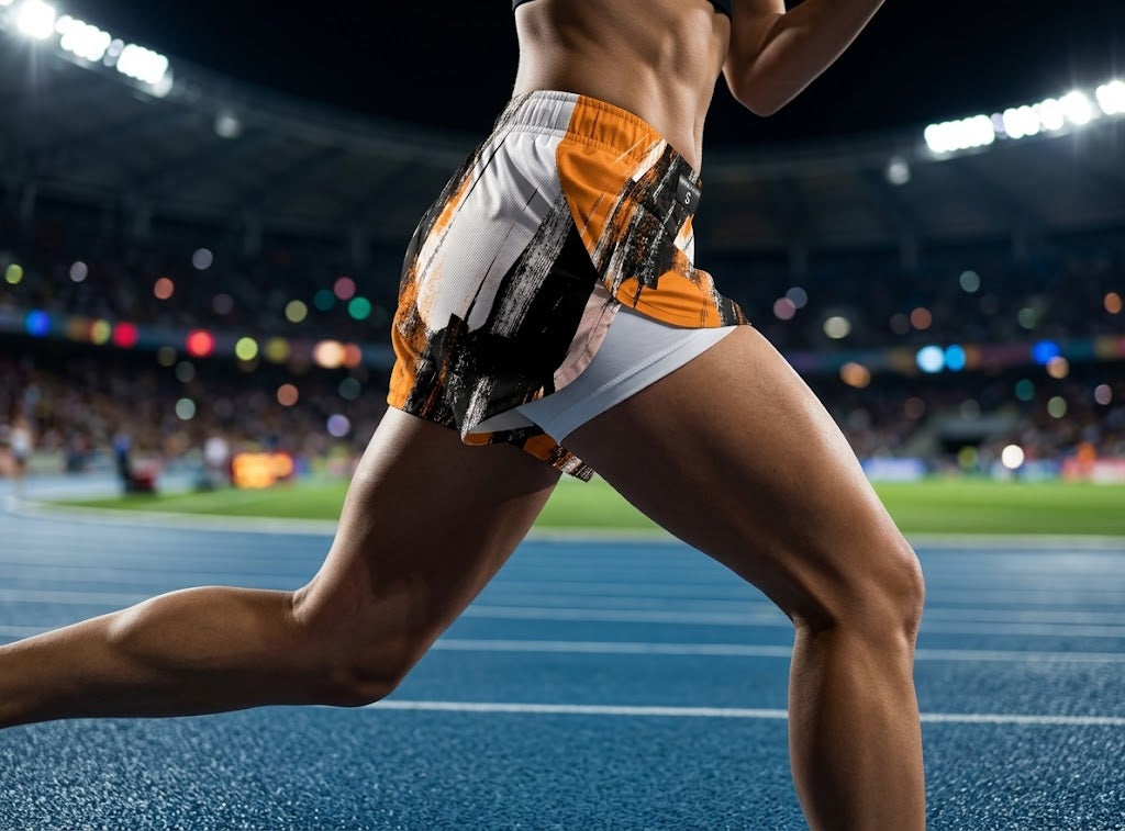 RUNNING SHORT BLANCO NARANJA NEGRO DEGRADADO