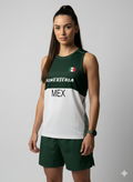 Playera deportiva KINESTESIA — PLAYERA TANK MUJER SIN MANGAS VERDE Y BLANCO MEXIC | Ropa Deportiva México