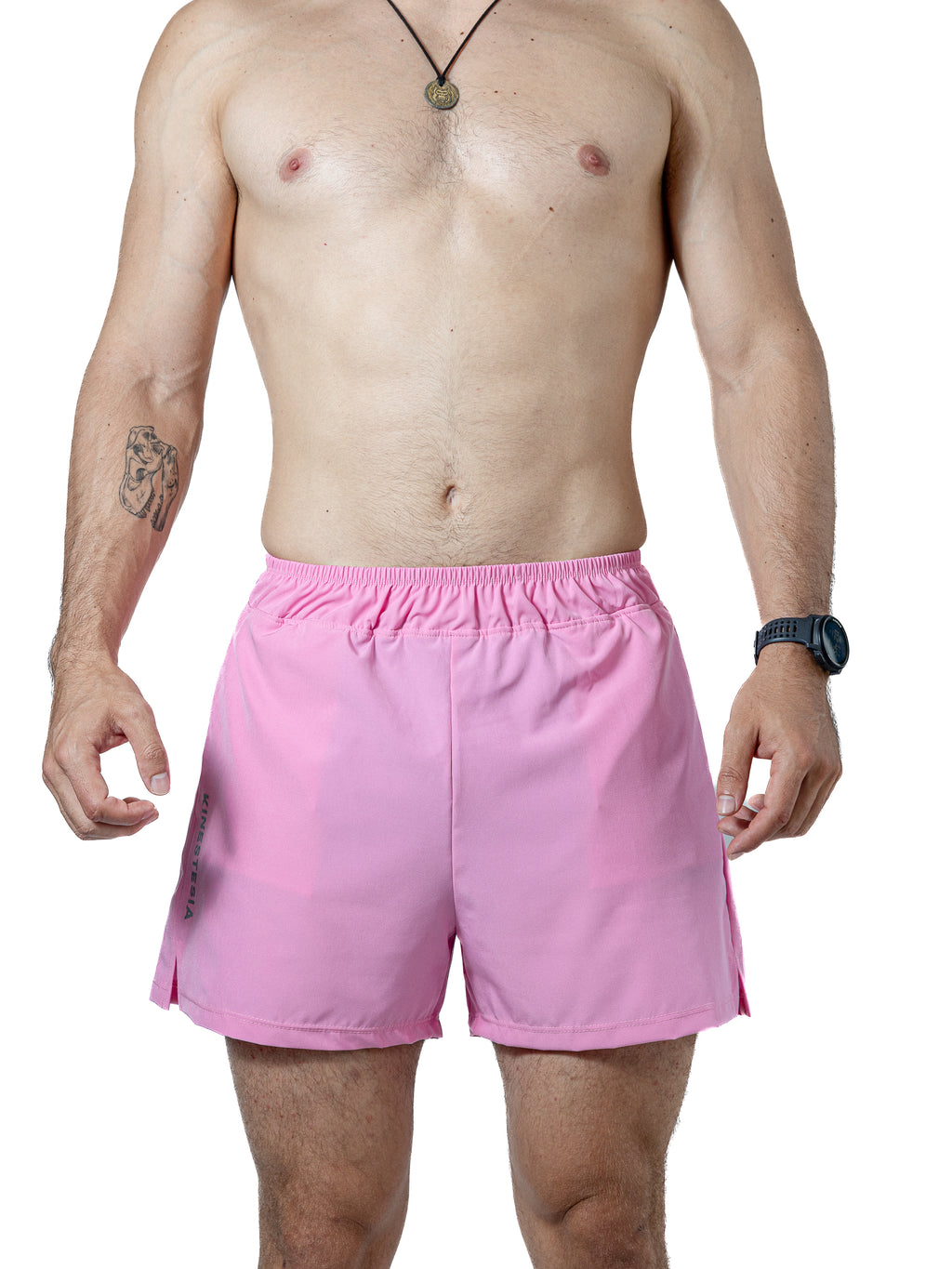 Short deportivo de mujer — SHORT ROSA BABY CON LICRA INTERNA DE HOMBRE — Kinestesia. Activewear premium.