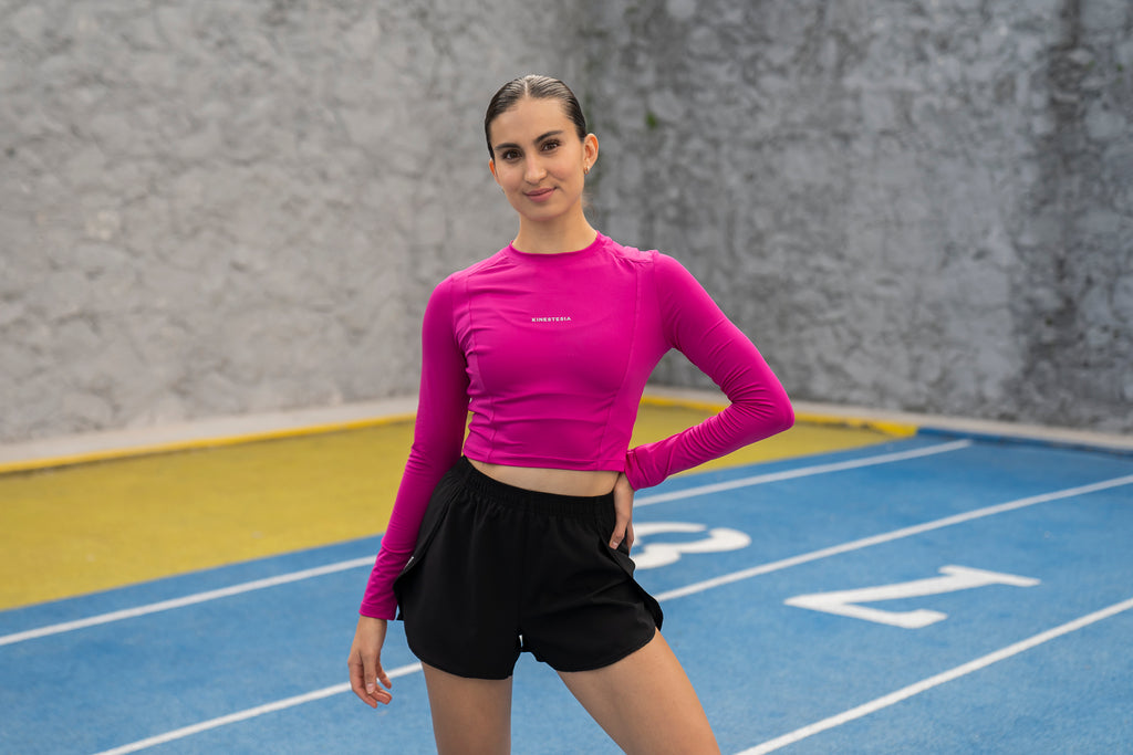 PLAYERA MANGA LARGA ROSA BUGAMBILIA PARA MUJER