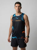 PLAYERA TANK HOMBRE SIN MANGAS NEGRA HUMO AZUL NARANJA