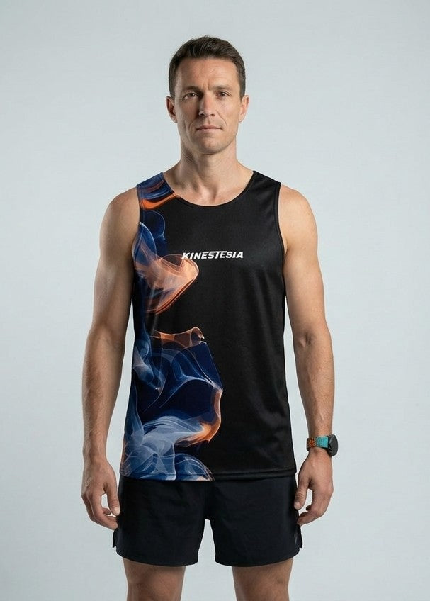 PLAYERA TANK HOMBRE SIN MANGAS NEGRA HUMO MARINO ROJIZO