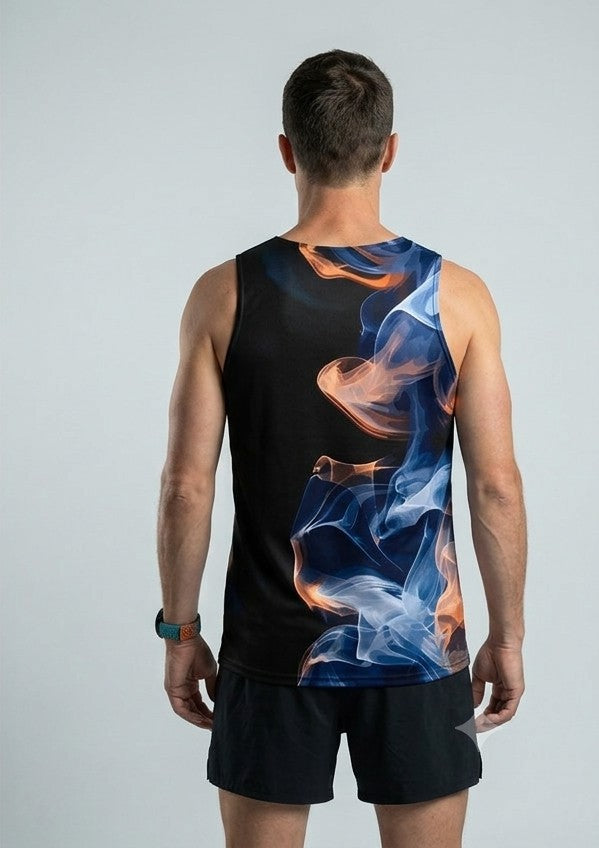 PLAYERA TANK HOMBRE SIN MANGAS NEGRA HUMO MARINO ROJIZO