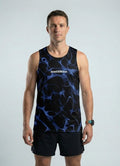 PLAYERA TANK HOMBRE SIN MANGAS NEGRA DESTELLOZ AZULES