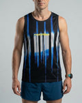 PLAYERA TANK HOMBRE SIN MANGAS NEGRA LINEAS AZULES