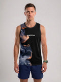 PLAYERA TANK HOMBRE SIN MANGAS NEGRA HUMO BLANCO ROJIZO