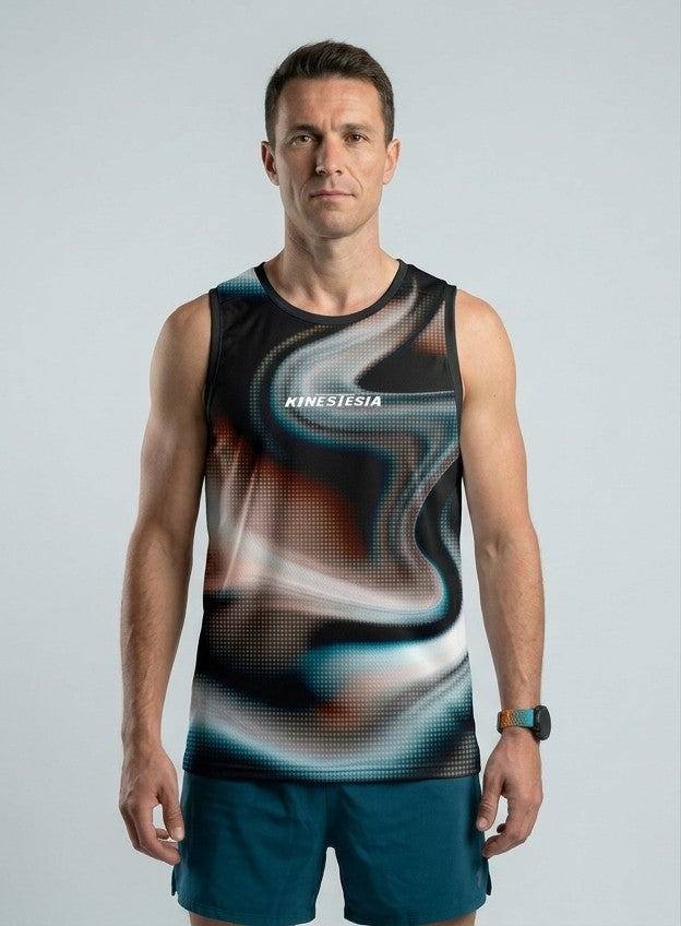 PLAYERA TANK HOMBRE SIN MANGAS NEGRA ONDAS TORNASOL