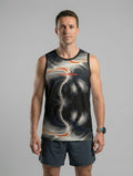 PLAYERA TANK HOMBRE SIN MANGAS ONDAS DEGRADADAS NEGRAS BEIGE