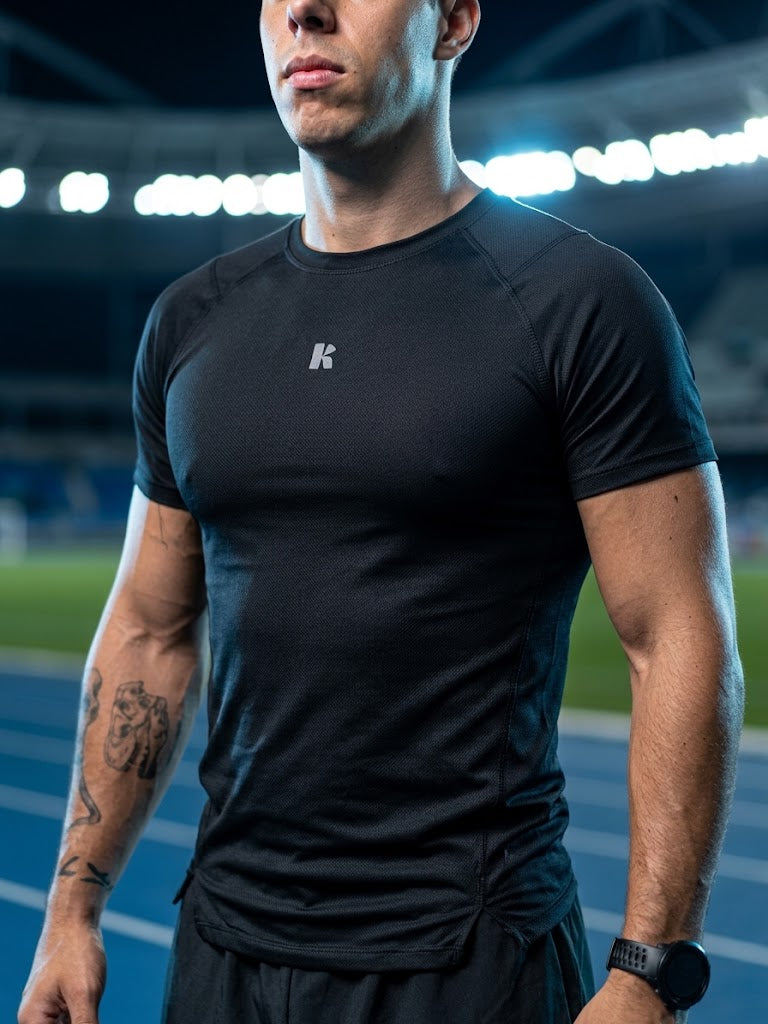 PLAYERA MANGA CORTA NEGRA PARA HOMBRE KINESTESIA BASIC