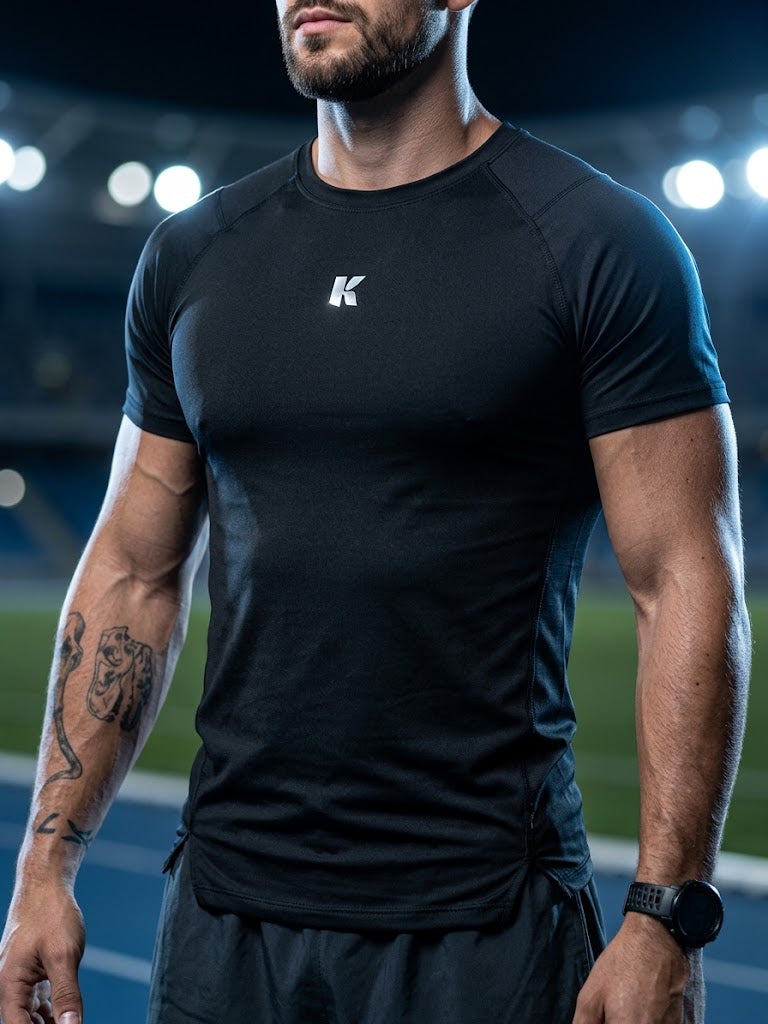 PLAYERA MANGA CORTA NEGRA PARA HOMBRE KINESTESIA BASIC