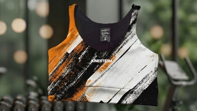 Top deportivo KINESTESIA — TOP DEPORTIVO MUJER BLANCO NARANJA NEGRO DEGRADADO | Ropa Deportiva México