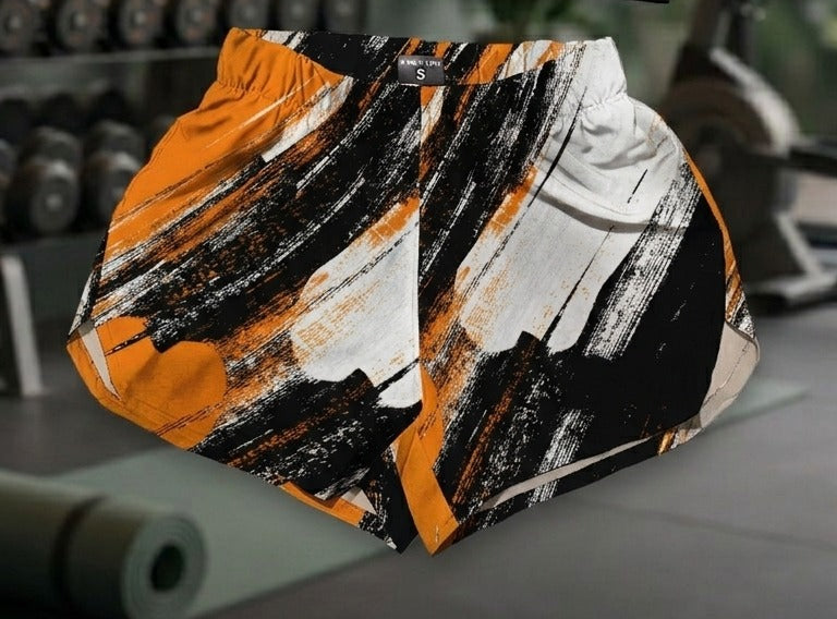 Short deportivo KINESTESIA — SHORT DEPORTIVO MUJER BLANCO NARANJA NEGRO DEGRADA | Ropa Deportiva México