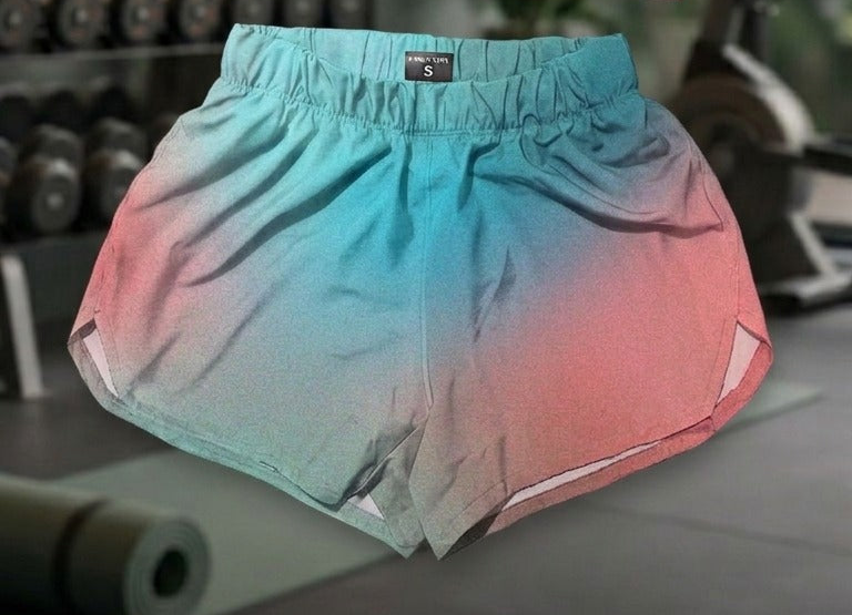 Short deportivo KINESTESIA — SHORT DEPORTIVO MUJER TURQUESA ROSA DEGRADADO | Ropa Deportiva México