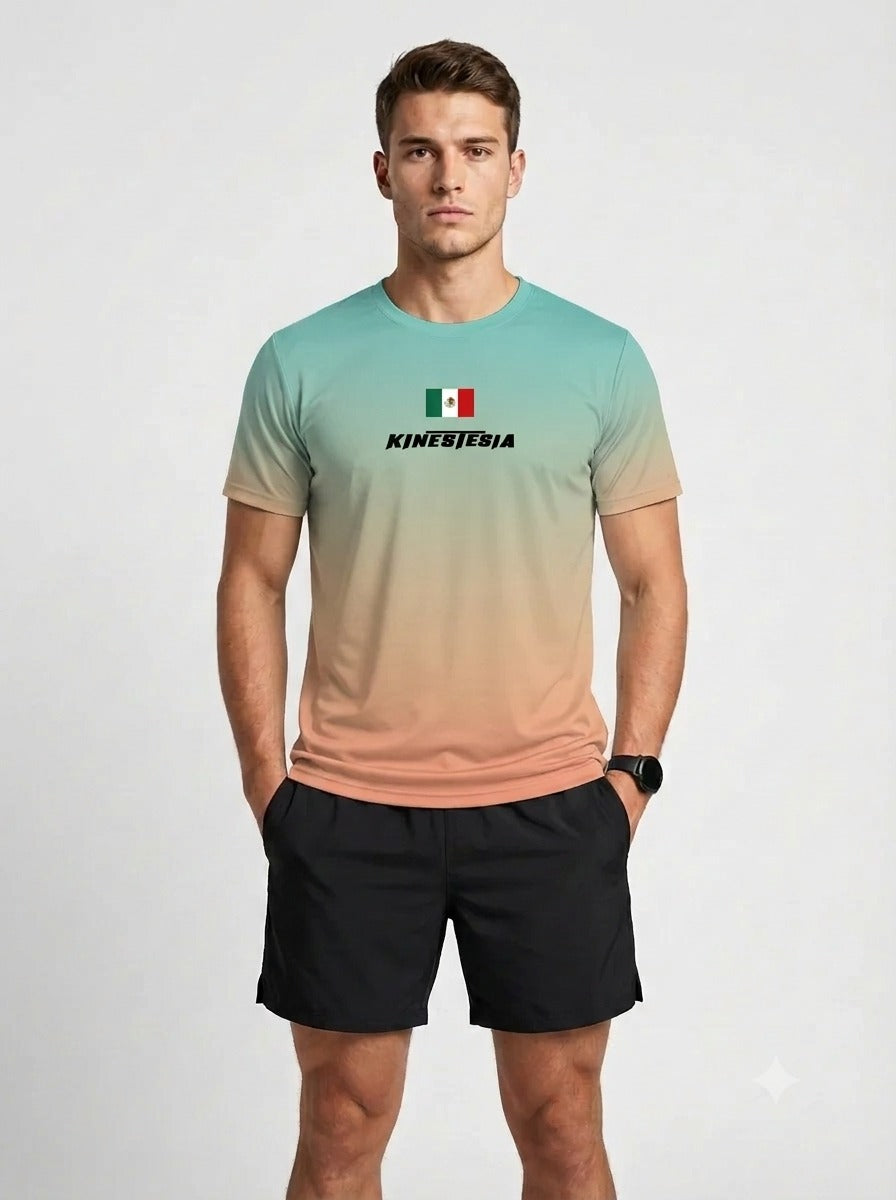 Playera deportiva KINESTESIA — PLAYERA MANGA CORTA KINESTESIA VERDE DEGRADADO COR | Ropa Deportiva México