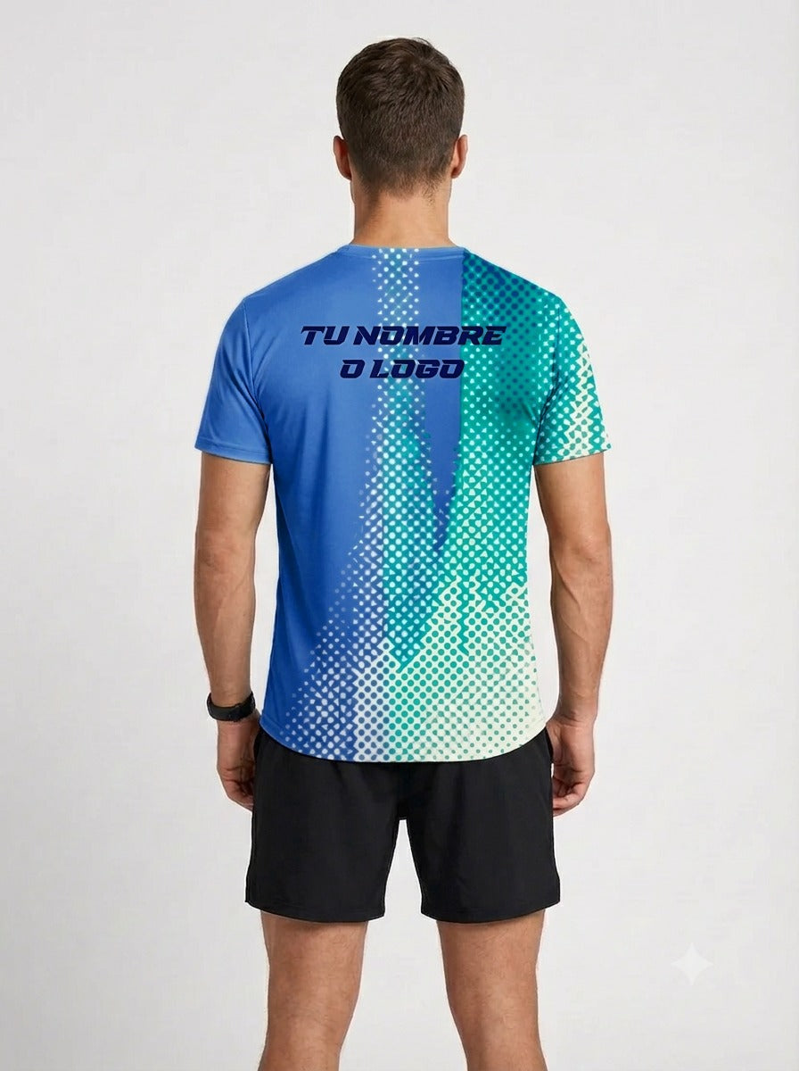 Playera deportiva de mujer — PLAYERA MANGA CORTA KINESTESIA DEGRADADO AZUL, VER — Kinestesia. Activewear premium.