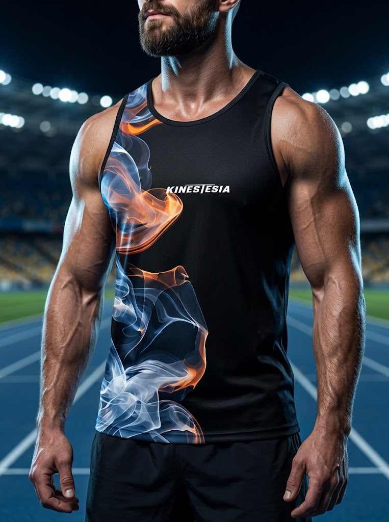 PLAYERA TANK HOMBRE SIN MANGAS NEGRA HUMO MARINO ROJIZO