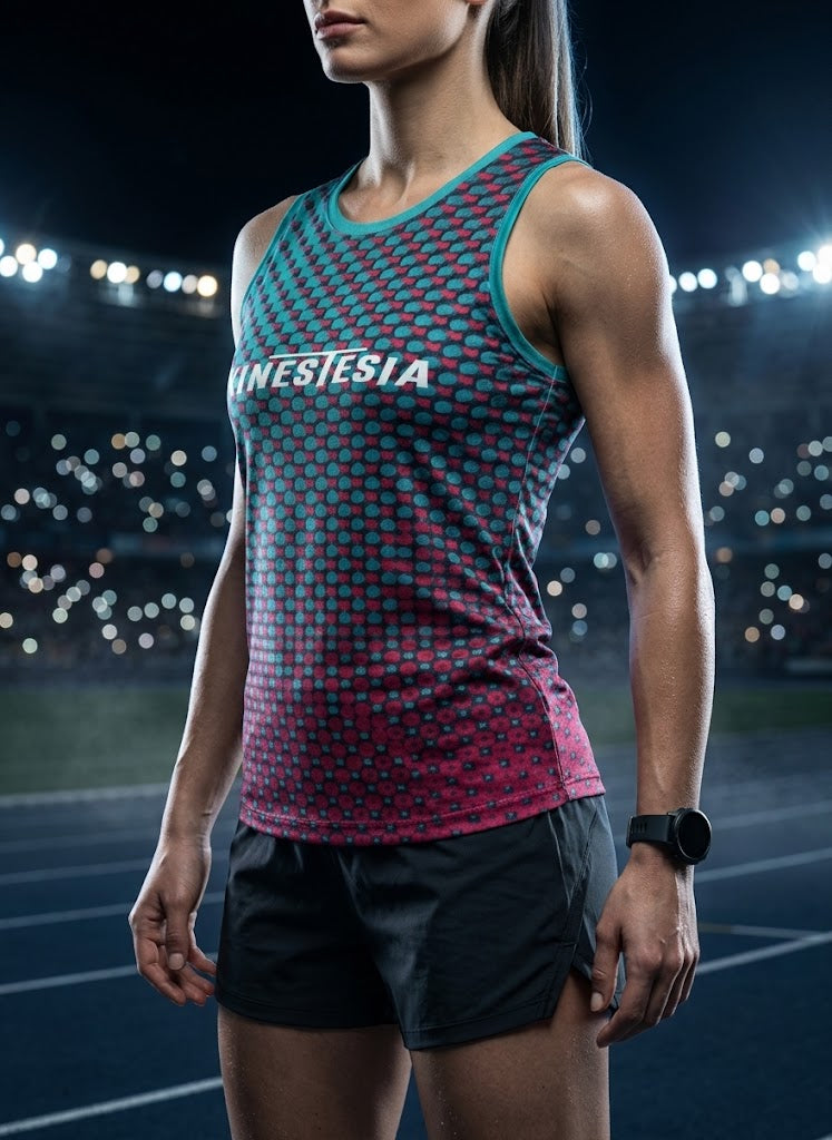 PLAYERA TANK MUJER SIN MANGAS PUNTOS VERDE ROJO MIXED