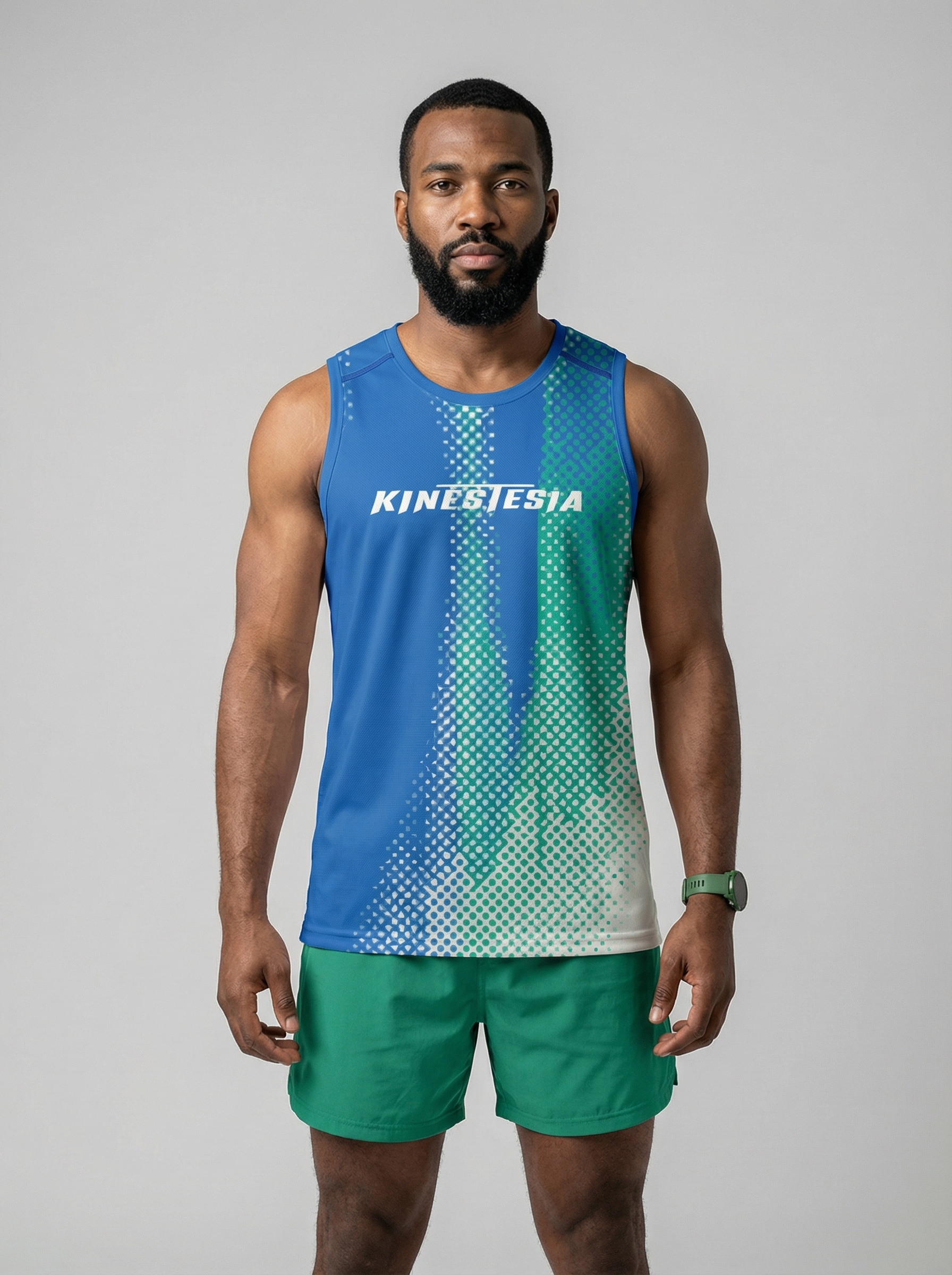 Playera deportiva KINESTESIA — PLAYERA TANK HOMBRE SIN MANGAS AZUL TURQUESA MIXED | Ropa Deportiva México