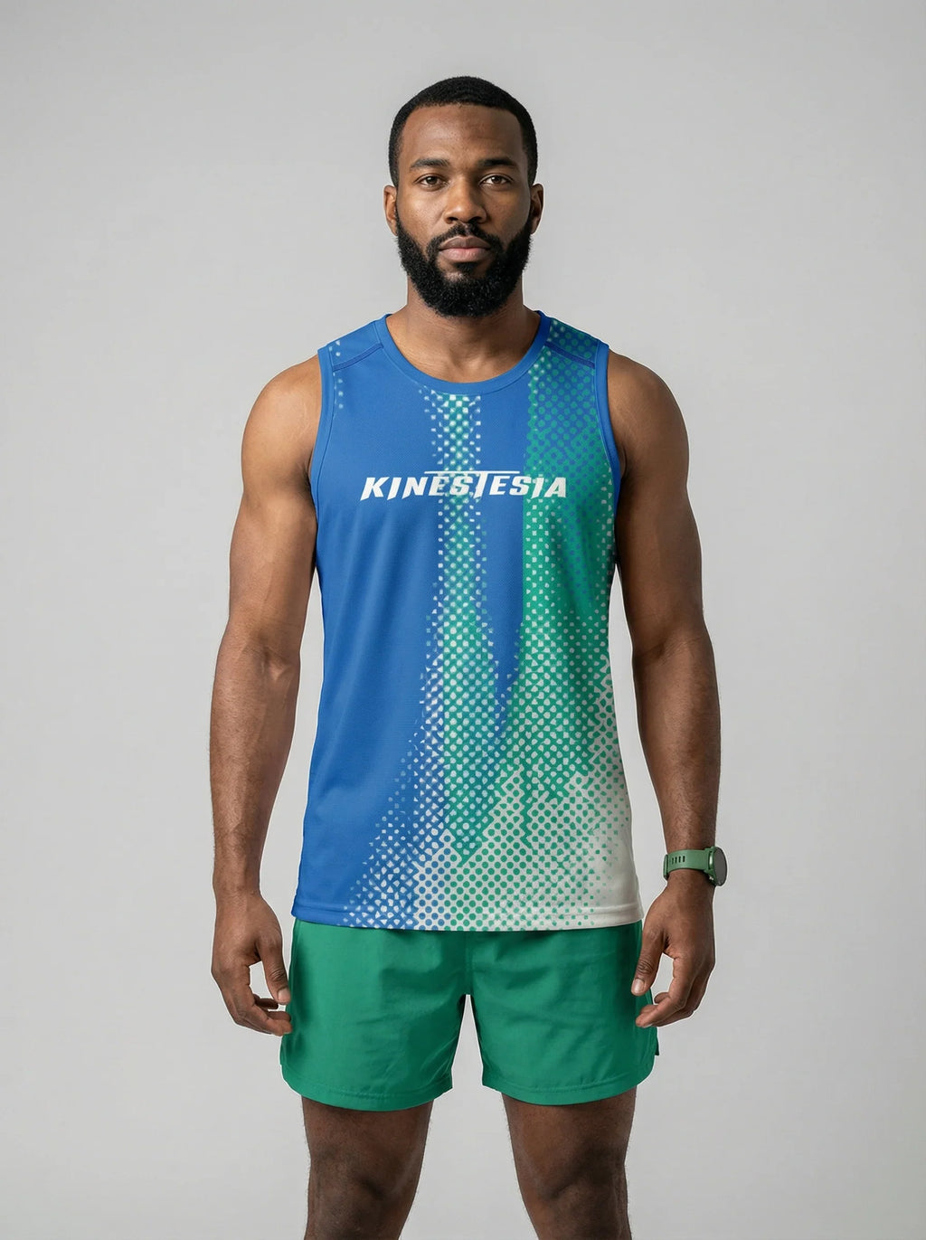 PLAYERA TANK HOMBRE SIN MANGAS AZUL TURQUESA MIXED DEGRADADO