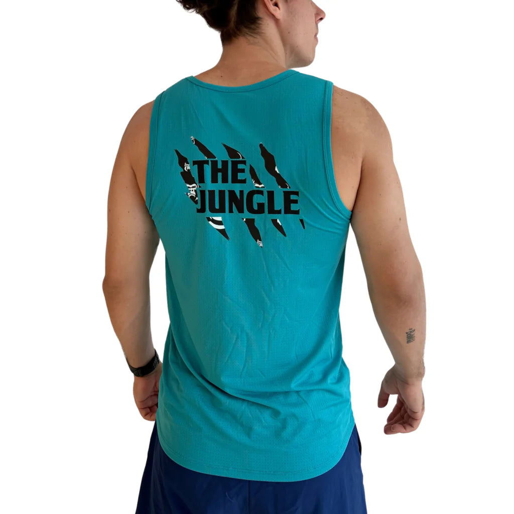 Playera tank top de mujer — PLAYERA TANK SIN MANGAS AZUL OCEAN PARA HOMBRE — Kinestesia. Activewear premium.
