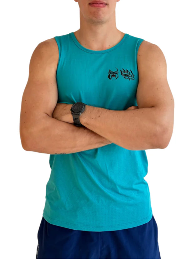 Playera tank top KINESTESIA — PLAYERA TANK SIN MANGAS AZUL OCEAN PARA HOMBRE | Ropa Deportiva México