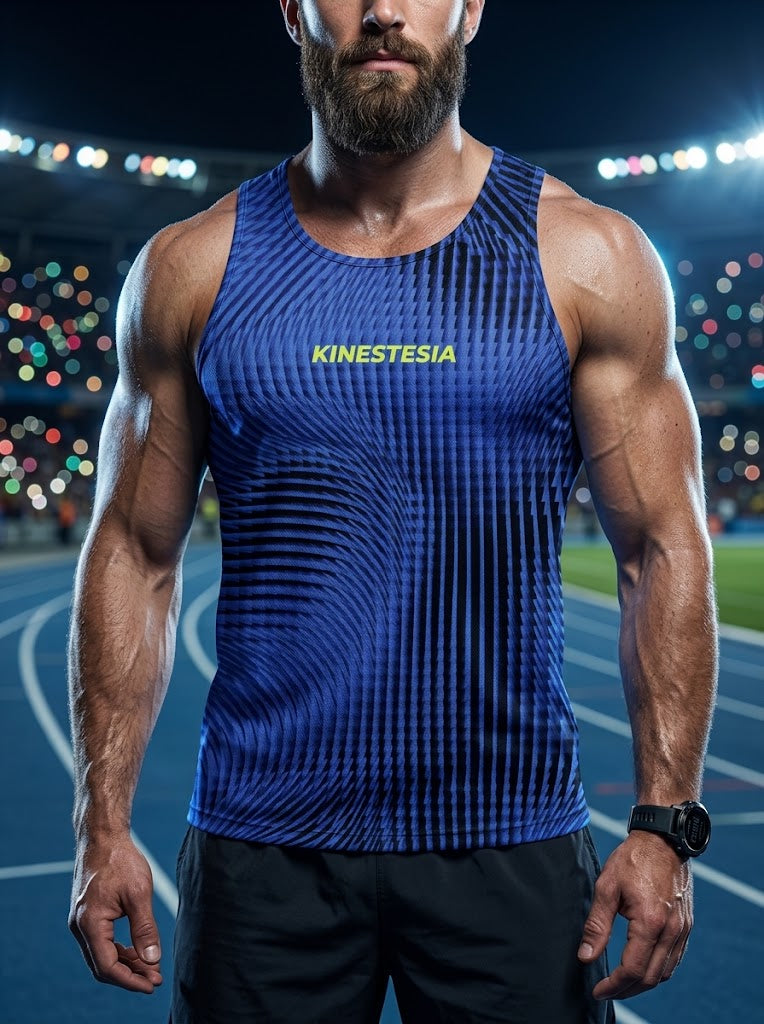 PLAYERA MANGA CORTA KINESTESIA NEGRA LINEAS PURPURA HOMBRE