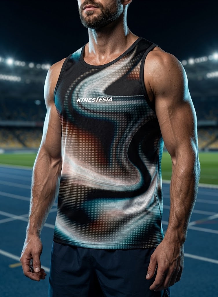 PLAYERA TANK HOMBRE SIN MANGAS NEGRA ONDAS TORNASOL