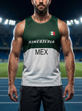 PLAYERA TANK HOMBRE SIN MANGAS VERDE Y BLANCO MEXICO