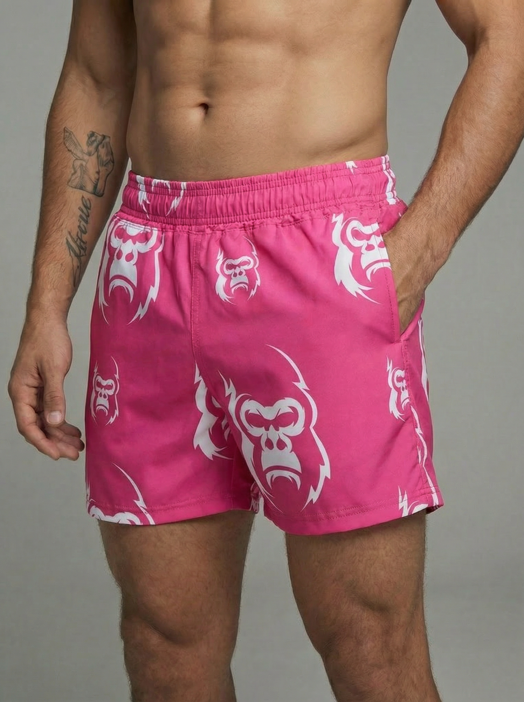 Short deportivo KINESTESIA — SHORT ROSA JUNGLE CON LICRA INTERNA PARA HOMBRE | Ropa Deportiva México